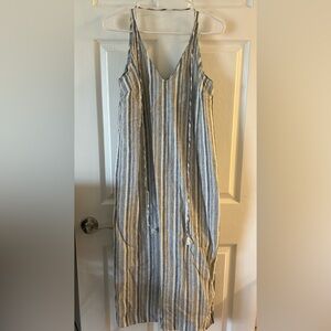 Ann Taylor striped linen midi dress